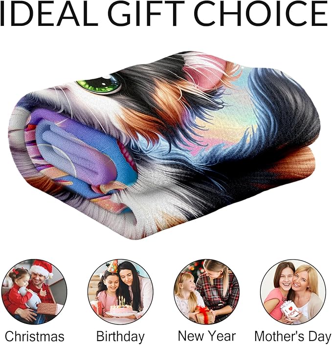 Personalized Blanket for Girls - Custom Cat Blankets for Cat Lovers - Comfy Plush Kitten Theme Stuff Gifts for Sofa, Living Room