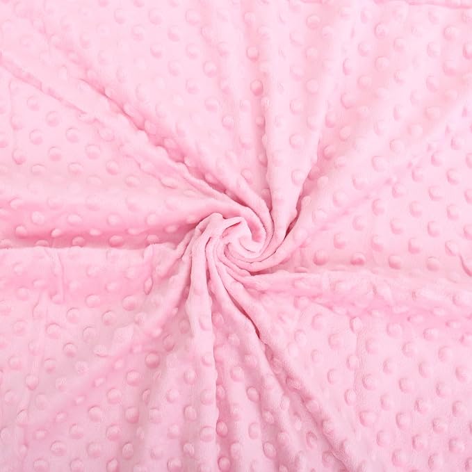Threadart Minky Baby Blanket, 28" x 38", Light Pink Double-Sided Smooth + Dot, Ultra Soft, Newborn and Toddler, Machine Washable