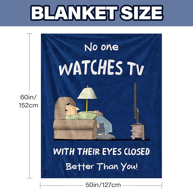 Birthday Gifts for Men Dad Uncle Grandpa, Happy Birthday Gifts for Christmas Fathers Day, Birthday Gift Ideas, Relaxing Blanket Gifts for Coworker, Watches TV with Eyes Closed Blanket, 50"x 60"