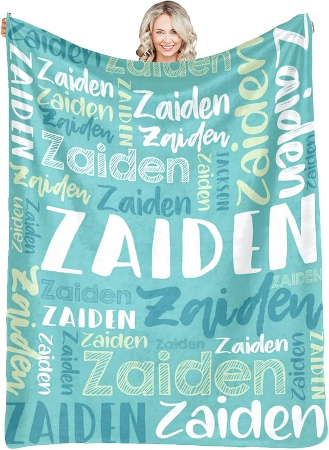 Dr.TOUGH Personalized Blankets with Name Customized Baby Blankets for Girls Boys Adults Monogrammed Blankets and Throws Christmas Birthday Mothers Fathers Valentines Day Gift (Mint Green, 40''×50'')