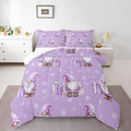 Feelyou Purple Christmas Kids Comforter Set Queen Size Scandinavian Christmas Santa Gnomes Bedding Set Xmas Snowflake Duvet Quilt for Kids Boys Girls Bedroom Decor Ultra Soft Breathable