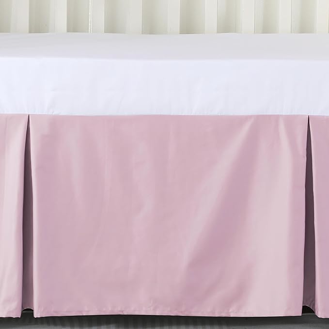 Crib Skirt Dust Ruffle, 100% Egyptian Cotton 400 Thread Count Soft Breathable Crib Bedding Skirt for Baby, Boys and Girls, 52"X28" with 14" Crib Bed Skirt Fading Resistant (Pink Solid)
