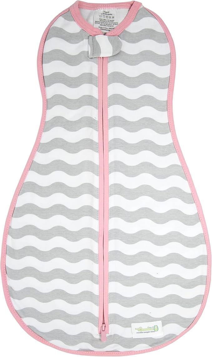 Woombie Original Baby Swaddling Blanket - Soothing, Cotton Baby Swaddle with Zipper - Wearable Newborn Blanket, Mod Waves, 5-13 lbs