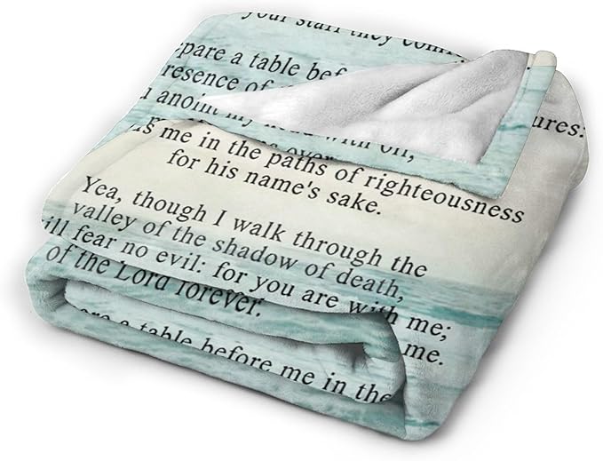 Christian Bible Psalm 23 Throw Blanket - Religious Verse Gifts and Decor for Girls, Women, Men, Kids, Adults - Soft Warm Cozy Fleece for Couch, Sofa, Bed 60"x50"