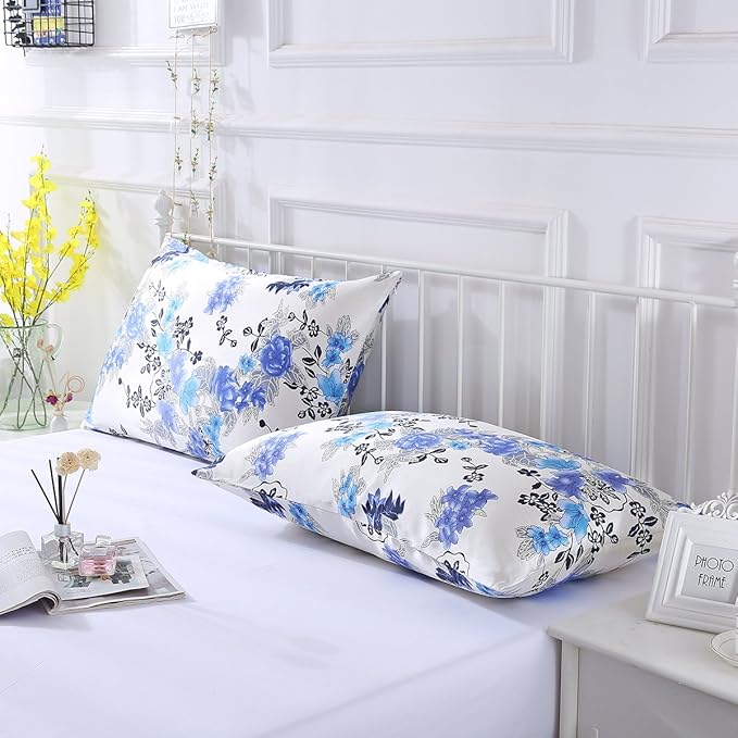 SLPBABY Silk Pillowcase for Hair and Skin with Hidden Zipper Print (Queen, Pattern 21)