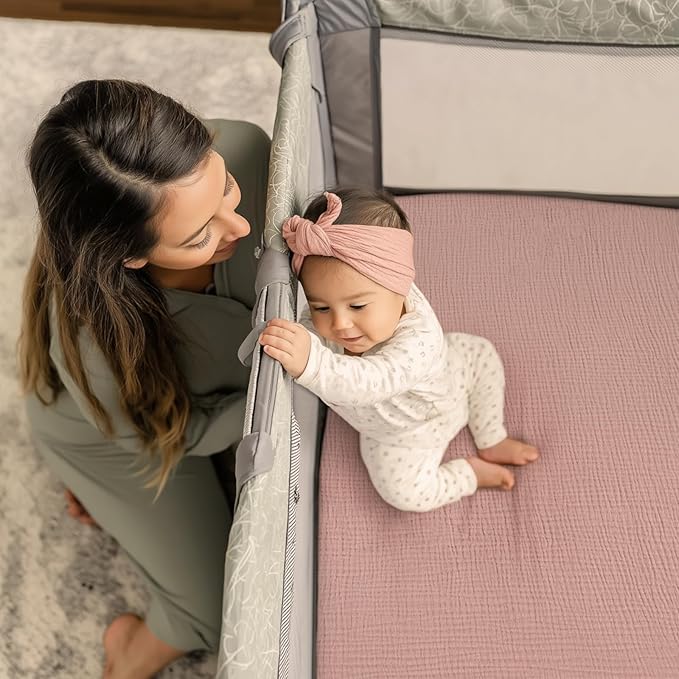 lulumoon Fitted Pack and Play Sheets: Soft Muslin Cotton for UPPAbaby Playard Mattress - Neutral Colors for Boys and Girls