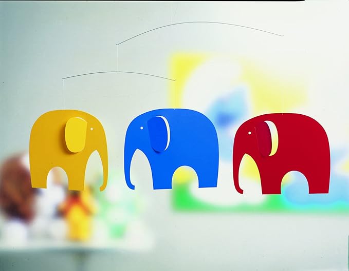 Elephant Party Black Hanging Nursery Mobile - 25 Inches Plastic - Handmade in Denmark by Flensted