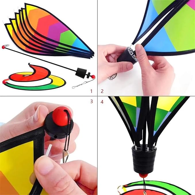 3 Pack Rainbow Hot Air Balloon Wind Spinner Garden Pinwheels Whirligigs Wind Spinner Decorations Outdoor Hanging Decor Lawn Yard Windsock Ornaments