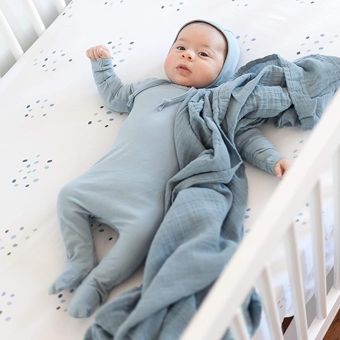 Ely's & Co. Cotton Muslin Swaddle Blanket 2-Pack for Baby Boy — 100% Cotton Muslin Extra-Large Swaddle Blankets (47” x 47”) — Sapphire Blue & Indigo Blue