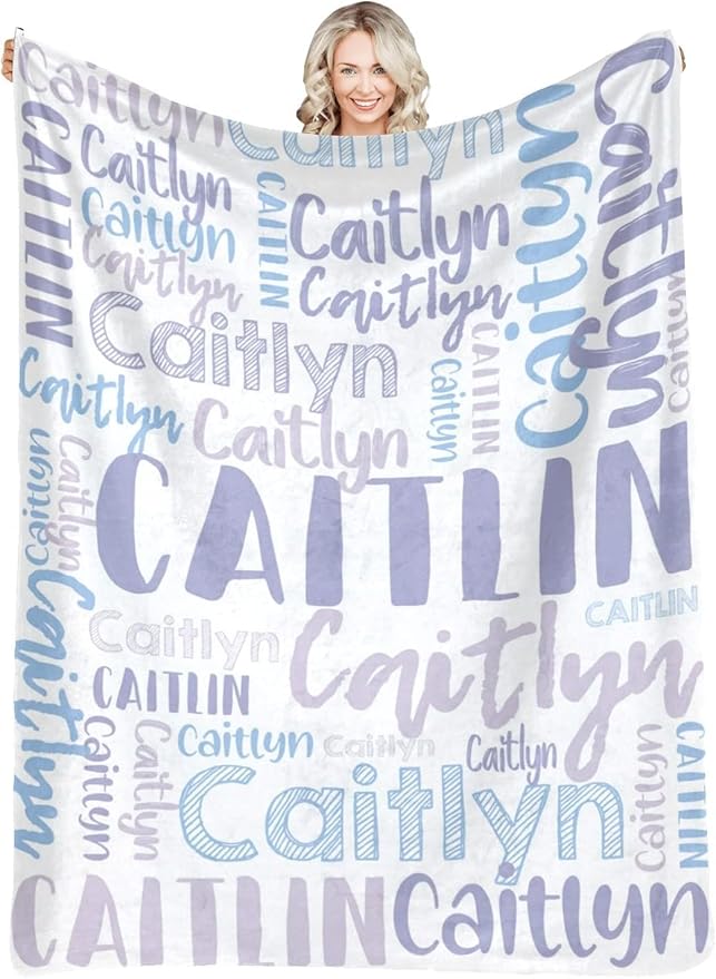 Dr.TOUGH Personalized Blankets with Name Customized Baby Blankets for Girls Boys Adults Monogrammed Blankets and Throws Christmas Birthday Mothers Fathers Valentines Day Gift (Light Purple, 40''×50'')