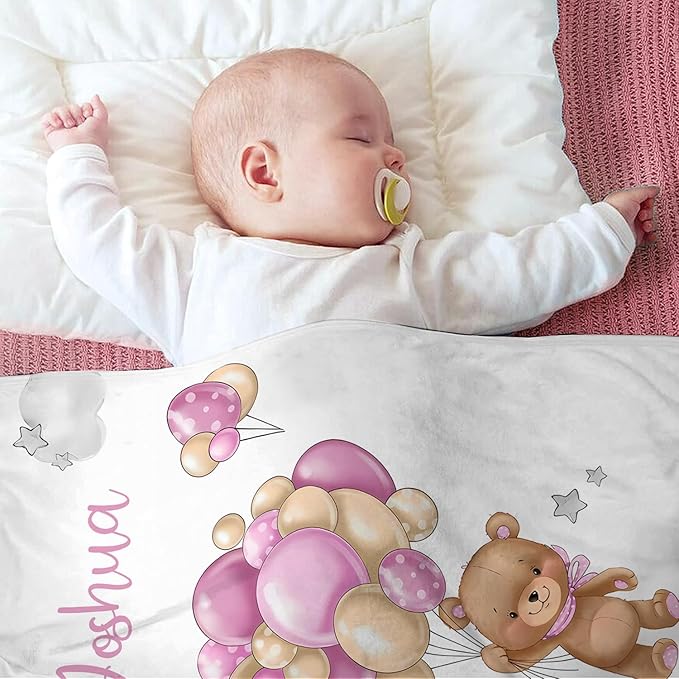Personalized Baby Blanket with Name - Customized Soft Flannel Blanket for Boys & Girls (60x80 Inches) - Ideal Gift for Baby Shower, Birthday, Christmas, Newborn