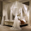 VETHIN 4 Corners Post Princess Bed Canopy Curtain Double Layer Cozy Drape Netting 4 Opening Mosquito Net for Girls & Adults Bedroom Decoration Accessories (Double White, 78" W*86" L*82"*H/(King))