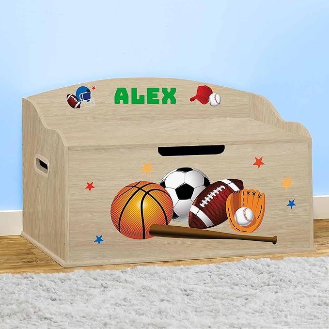 DIBSIES Personalized Creative Wonders Toy Box (Sports, Natural)