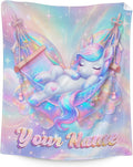 Personalized Kids Blanket for Girls - Unicorn Blankets Gifts for Girl - Cute Toddler Throw for Crib, Chair