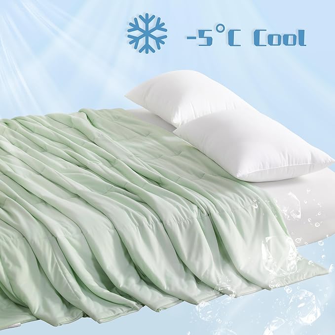 NTBAY Cooling Blanket Queen, 90x90 Inches - Lightweight Summer Bed Blanket for Hot Sleepers, Japanese Double-Sided Q-Max 0.45 Cooling Fabric, Mint Green