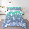 Feelyou Winter Snowflake Kids Comforter Set Full Size Christmas Bedding Set Winter Holiday Duvet Quilt for Kids Boys Girls Bedroom New Year Decor Microfiber Ultra Soft Breathable