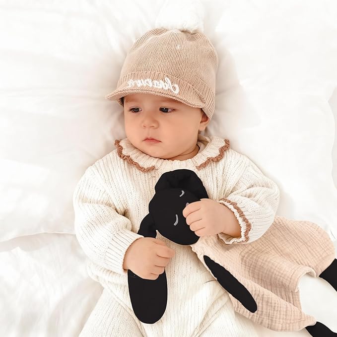 lulumoon Baby Security Blanket Bunny: Snuggle Muslin Lovey for Travel & Daycare - Self-Soothe Lovie for Newborn Gift