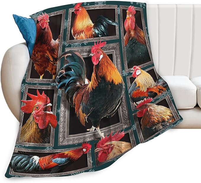 Tijuboni Rooster Chicken Throw Blanket Rooster Gifts for Girls Boys Women Men Kids Adults Soft Flannel Fleece Blanket for Couch Sofa Bed Home Decor 40"x50"