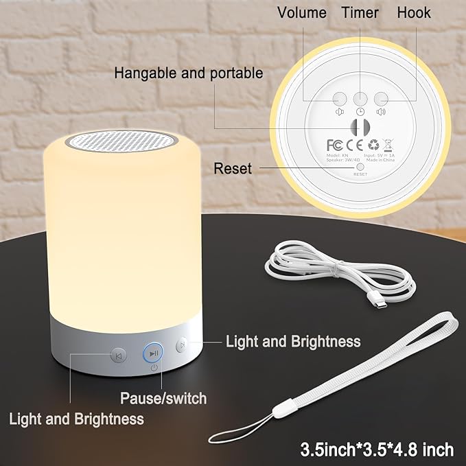 Portable White Noise Machine with Night Light-20 Non-Looping Sleep Sounds, Higher Battery, 5 Color Night Light, Timer & Memory Function for Baby Nursery, Office, Travel