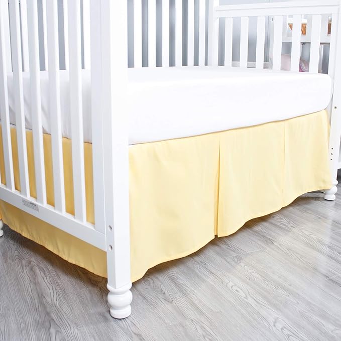 Belsden 2 Pack Crib Skirts with Durable Woven Platform, 2 Colors for Baby Girls, Split Corners Crib Dust Ruffle for Easy Placement, 14 inches (36cm) Length Drop, Red & Yellow