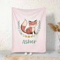 Cute Fox Pink Personalized Receiving Sherpa Fleece Baby Blankets for Girls Boys Kids, Swaddle Blankets Gift for Newborn Crib Infants 30x40 Inches