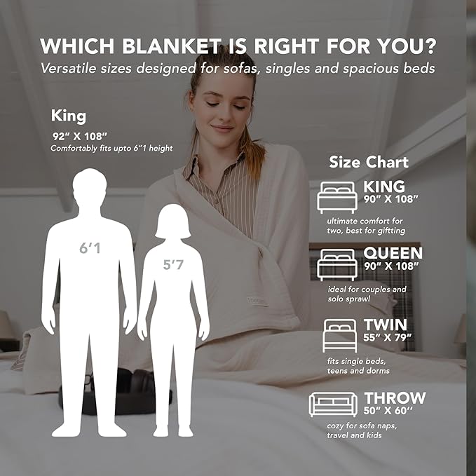 Goqan Throw Blanket 55x60 – 100% Cotton 4 Layer Boho Muslin Blanket for Adults, Lightweight, Soft, Breathable for Bed, Couch, Picnic - Beige