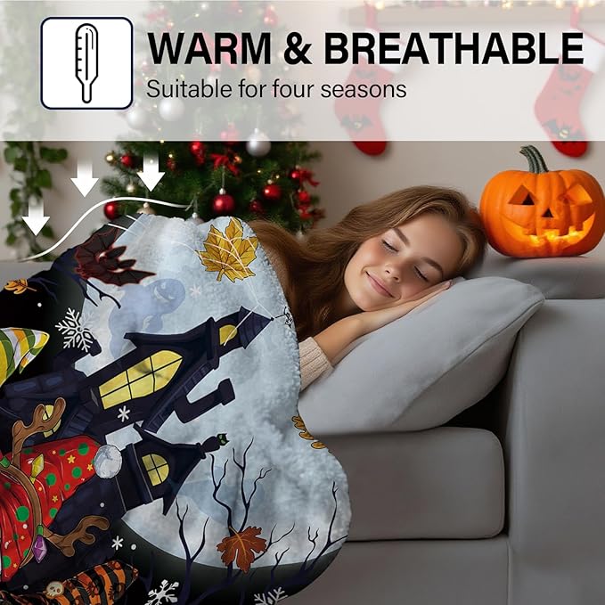 Christmas Blanket, Christmas Throw Blanket for Sofa Couch Room Bed, Xmas Gifts for Women Men Daughter Son Kids, Gifts for Thanksgiving, Pumpkin Gift, 50"x60"