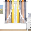 Kinryb Nursery/Kids/Girls Room Star Cut Out Blackout Rainbow Curtain with Sheer Overlay 2 Panels, Each 52 inch Wide,63 inch Length with White Gauze,Ombre Stripe Rainbow Curtains (2 Panels,52x63 Inch)