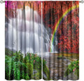 Waterfall Blackout Curtains, Nature Landscape Forest Mountain Waterfall Scenery Scene Print Pattern Window Drapes, for Bedroom Living Room 55" W X 63" L