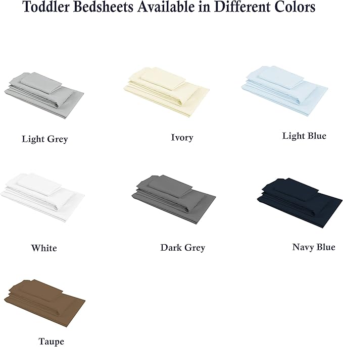 PLAIN PRINTED LINEN 3-Piece Toddler Sheet Set, 100% Cotton Fitted Sheet, Flat Sheet and Envelope Pillowcase, Toddler Bed Set,Crib Sheets Set,Mini Crib Sheets (Light Blue Solid)