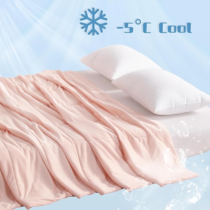 NTBAY Cooling Blanket King, 104x90 Inches - Lightweight Summer Bed Blanket for Hot Sleepers, Japanese Double-Sided Q-Max 0.45 Cooling Fabric, Coral Pink