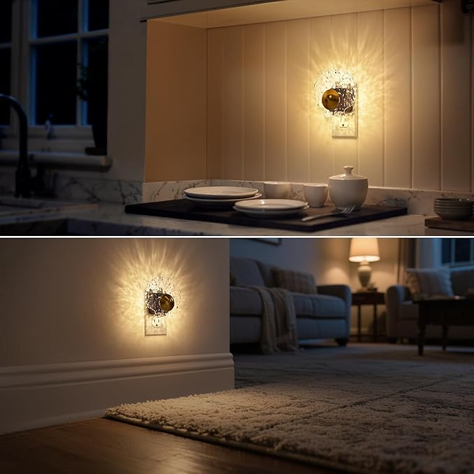 DORESshop LED Night Light Plug in, [2 Pack] Night Lights Plug into Wall, Dusk-to-Dawn Sensor, 3000K Soft White, 0-100LM Adjustable Brightness, Dimmable Nightlights for Adults, Bathroom, Hallway