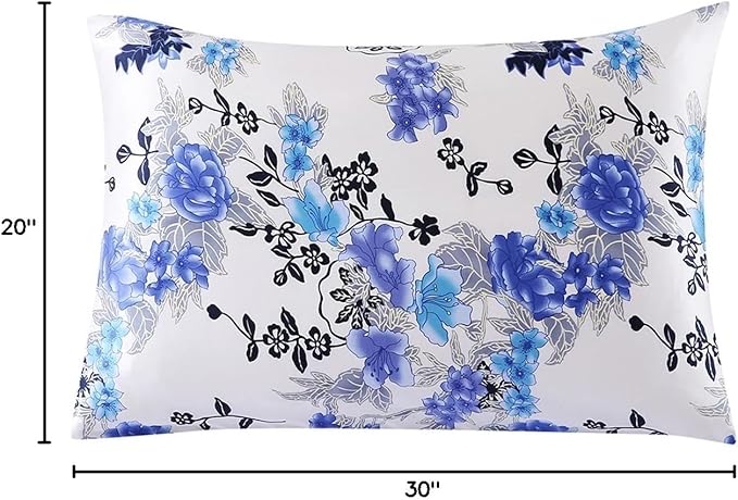 SLPBABY Silk Pillowcase for Hair and Skin with Hidden Zipper Print (Queen, Pattern 21)