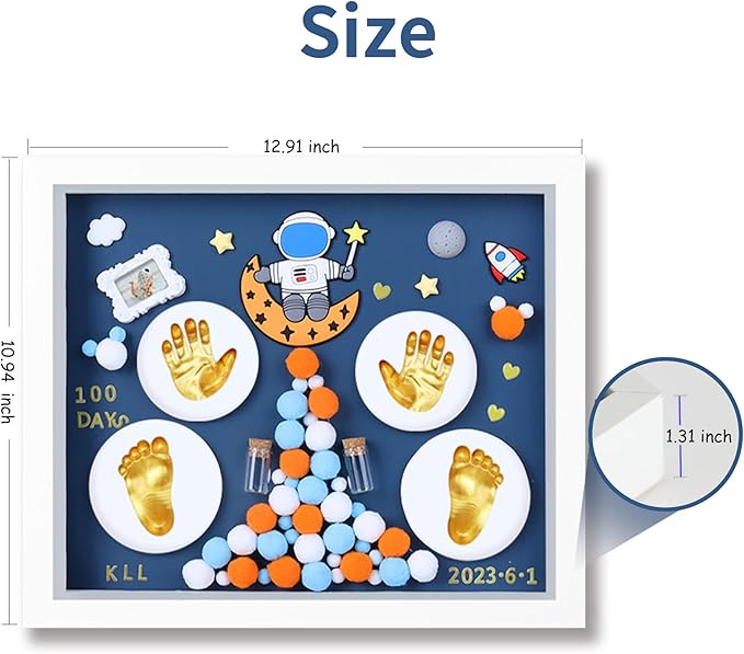 MCstars Baby Handprints & Footprints Clay Frame, Moms Memorial Print, Newborn Photo Frame