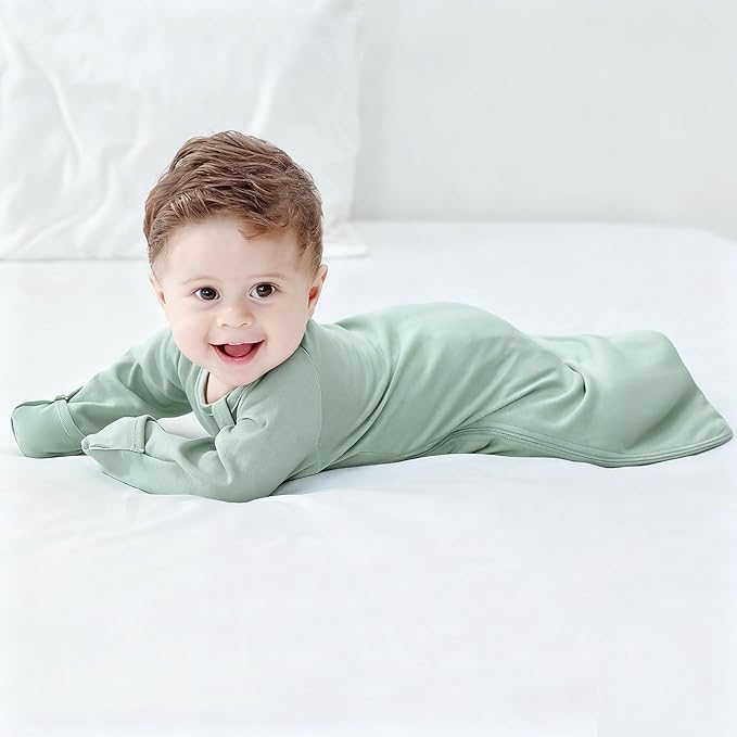 Newborns Baby Transitional Swaddle Sack Arms Up Length Sleeves Mitten Cuffs 2 Pack 0-3 Months, Wearable Sleeping Bag Swaddling Blanket for Boys Girls, Cotton Sleep Sacks Snug Fit Calms Startle Reflex
