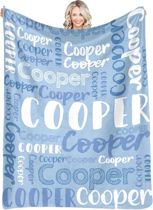 Dr.TOUGH Personalized Blankets with Name Customized Baby Blankets for Girls Boys Adults Monogrammed Blankets and Throws Christmas Birthday Mothers Fathers Valentines Day Gift (Sky Blue, 40''×50'')