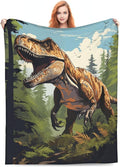 Dinosaur Blanket Gifts for Boys Kids Jurassic Tyrannosaurus Dino Flannel Throw Blankets for Home Couch Bed Sofa Soft Fuzzy Lightweight Decor All Season 80x60 Inches