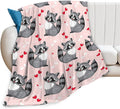 Tijuboni Pink Raccoon Throw Blanket Raccoon Gifts for Girls Boys Women Men Kids Adults Soft Flannel Fleece Blanket for Couch Sofa Bed Home Decor 50"x60"