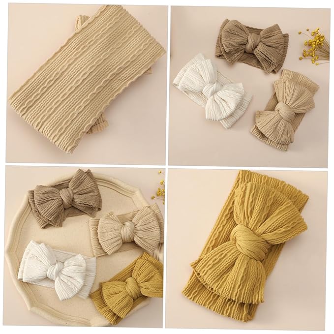 6pcs Bows Hair Bands Soft Stretchy Nylon Headbands for Newborn Accessories Multi-color Photography Props Comfortable Elastic Design