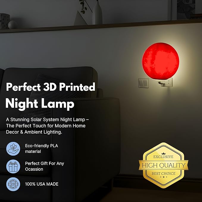 Moon Night Lights | Night Lamp LED Light | 3D Solar System NightLight, Planet Home Décor, Space Nursery, Kids Room, Space Gift, Birthday Gifts, Bedroom Decorations (Sun, 6 Inch)