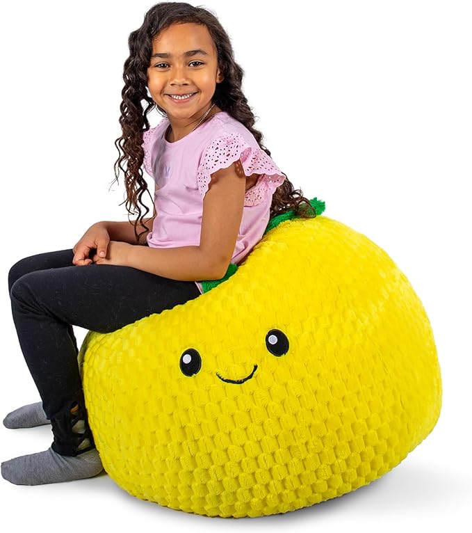 Big Joe Pineapple PlushiPals Super Soft Bean Bag Chair for Kids, Ultra-Soft Plush Polyester Blend, 2.5 feet Refillable