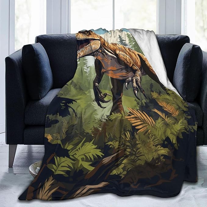 Dinosaur Blanket Gifts for Boys Kids Jurassic Tyrannosaurus Dino Flannel Throw Blankets for Home Couch Bed Sofa Soft Fuzzy Lightweight Decor All Season 50x40 Inches