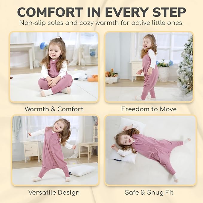 Mama Cheetah Toddler Sleep Sack with Feet, 2.5 TOG Organic Cotton Baby Sleeping Bag with Legs, Winter Baby Wearable Blankets for Early Walker 6-18 Month