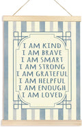 Hiuwevt Boy Nursery Wall Art, I Am Kind Inspirational Poster Hanger Frame, Blue Positive Affirmations Wall Art Home Decor for Toddler Boys Room Bedroom Nursery Playroom, 12x16 Inch