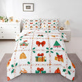 Feelyou Christmas Decor Kids Comforter Set Full Size Red Bowknot Bedding Set New Year Gift Duvet Quilt for Kids Boys Girls Bedroom Happy New Year Decor Microfiber Ultra Soft Breathable