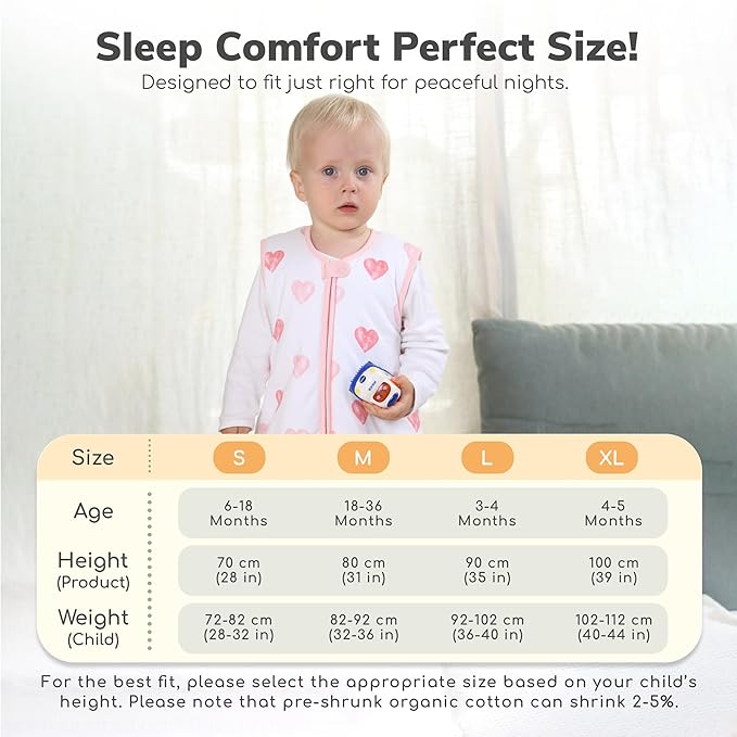 Mama Cheetah Toddler Sleep Sack with Feet 4T-5T, 1.0 TOG Organic Cotton Baby Wearable Blankets with Legs, Baby Sleeping Bag for Walkers, Early Walker X-Large