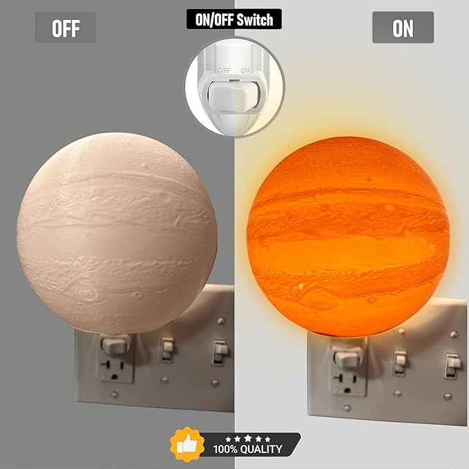 Moon Night Lights | Night Lamp LED Light | 3D Solar System NightLight, Planet Home Décor, Space Nursery, Kids Room, Space Gift, Birthday Gifts, Bedroom Decorations (Jupiter, 5 Inch)
