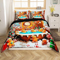 Feelyou Kids Gingerbread House Duvet Cover, Funny Gingerbread Man Bedding Set King Size, Merry Christmas Comforter