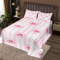 Pink Bowknot Kids Bedspread Twin Size,Bow Tie Geometric Stripe Coverlet Set,Girls Women Room Decor,Butterfly Knot Princess Style Fashion Quilted Coverlet,Pink Romantic Bedding Quilt,1 Pillowcase