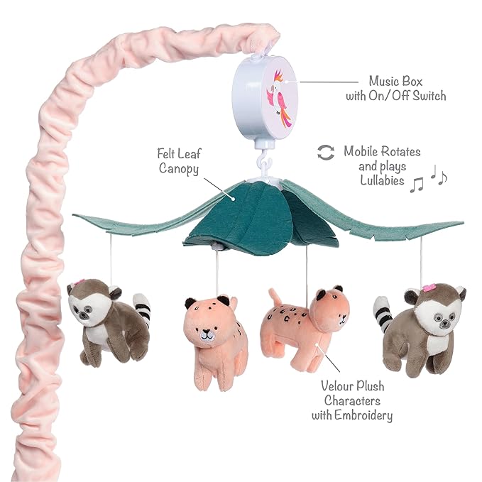 Lambs & Ivy Enchanted Safari Animal Musical Baby Crib Mobile Jungle Soother Toy
